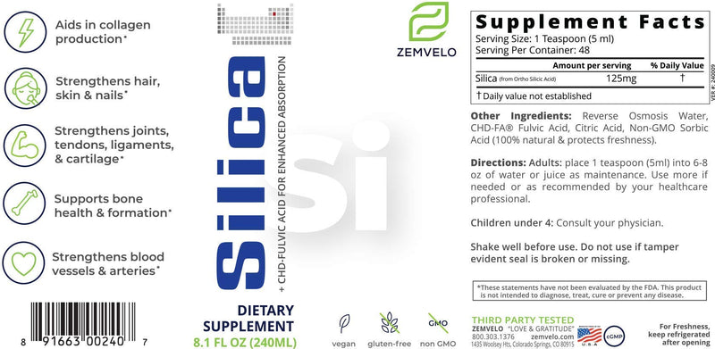 Liquid Ionic Silica - Hair, Skin & Nails Nutrition | Collagen Booster | Joint Support for Health Tendons & Cartilage | 8 oz, 48 Day Supply - NewNest Australia