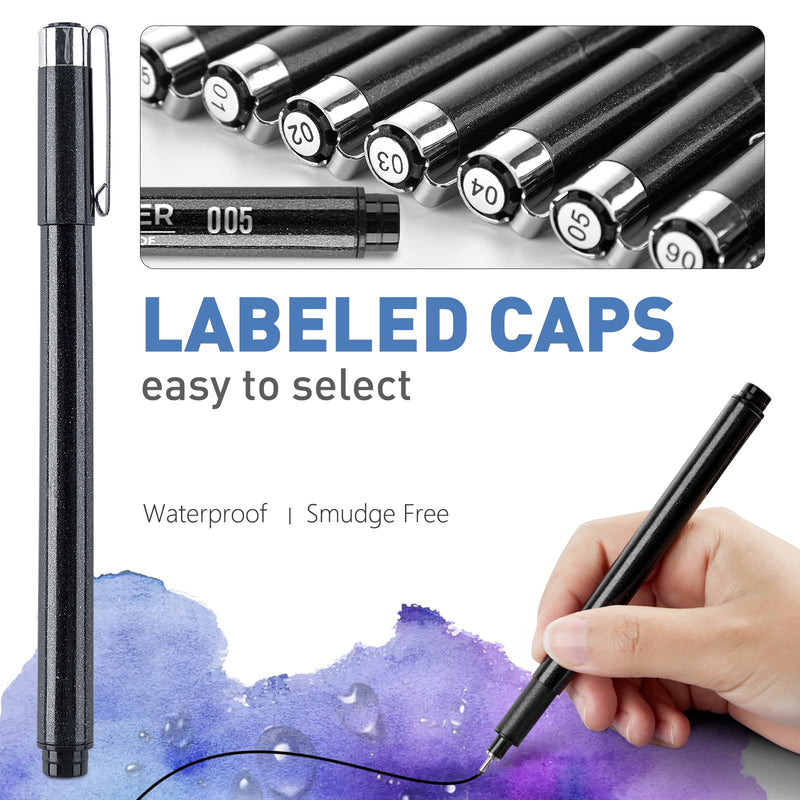 YISAN Black Drawing Pens,Art Pens,Fineliner Ink Pens,Set of 12 Micro-Pens,Manga Pens,for Sketching,Technical Drawing 902195 - NewNest Australia