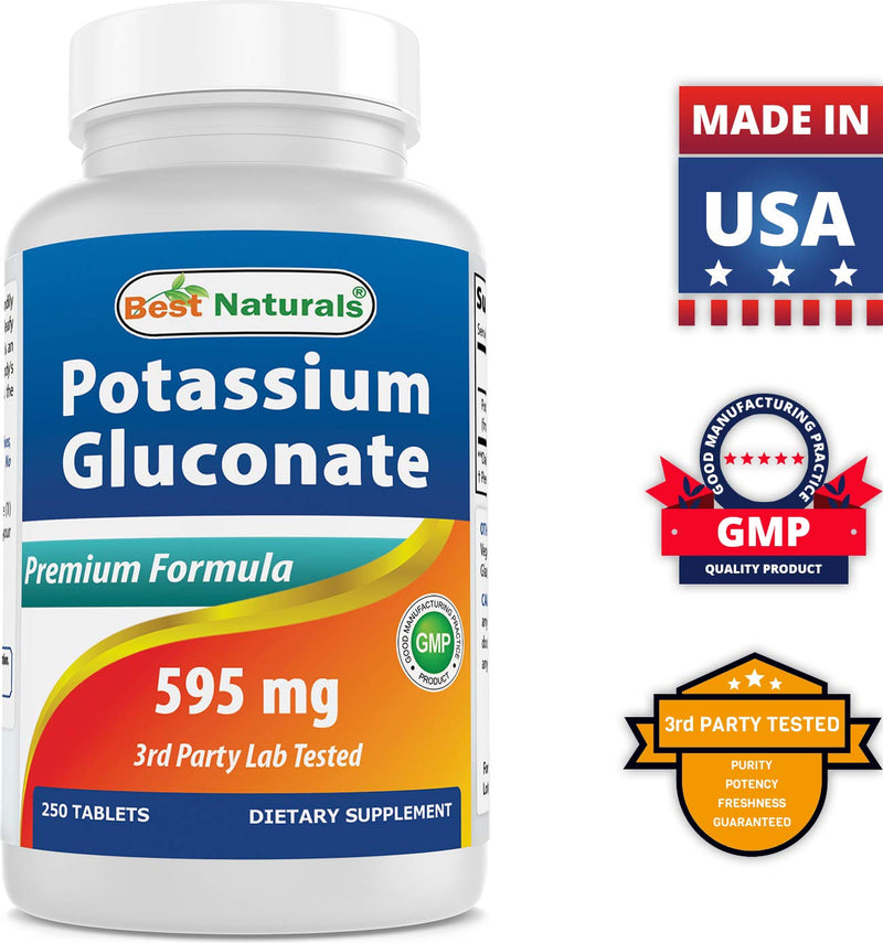 Best Naturals Potassium Gluconate Supplement 595 Mg Tablet, 250Count 250 Count (Pack of 1) - NewNest Australia