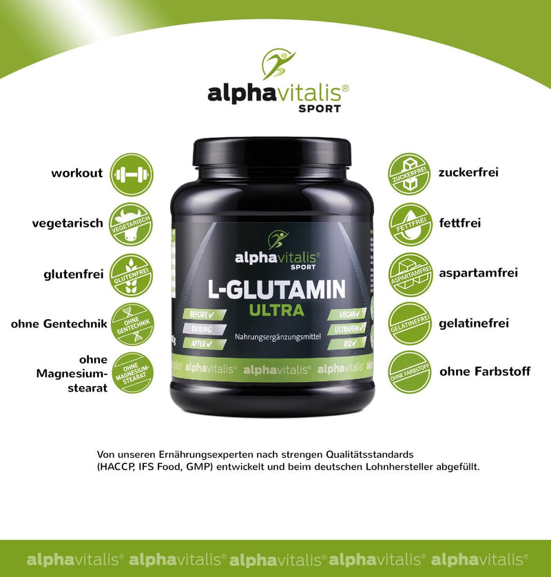 L-glutamine powder ULTRA - 99.95% pure - 1000g - neutral - vegan - gluten-free - lactose-free - finest L-glutamine powder in premium quality 1 kg (pack of 1) - NewNest Australia