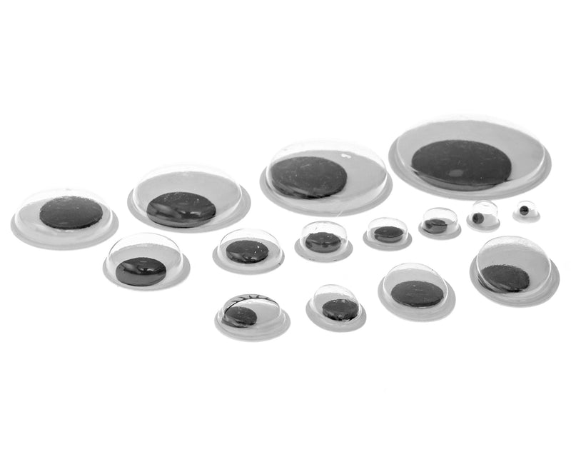 Variety Value Pack SANC 1 Box/lot (Approx.1120 pcs) 0.16 inches (4mm) to 1 inch (25mm) Round Plastic self-Adhesive Black Googly Wiggle Eyes Wide Variety Assorted Sizes - NewNest Australia