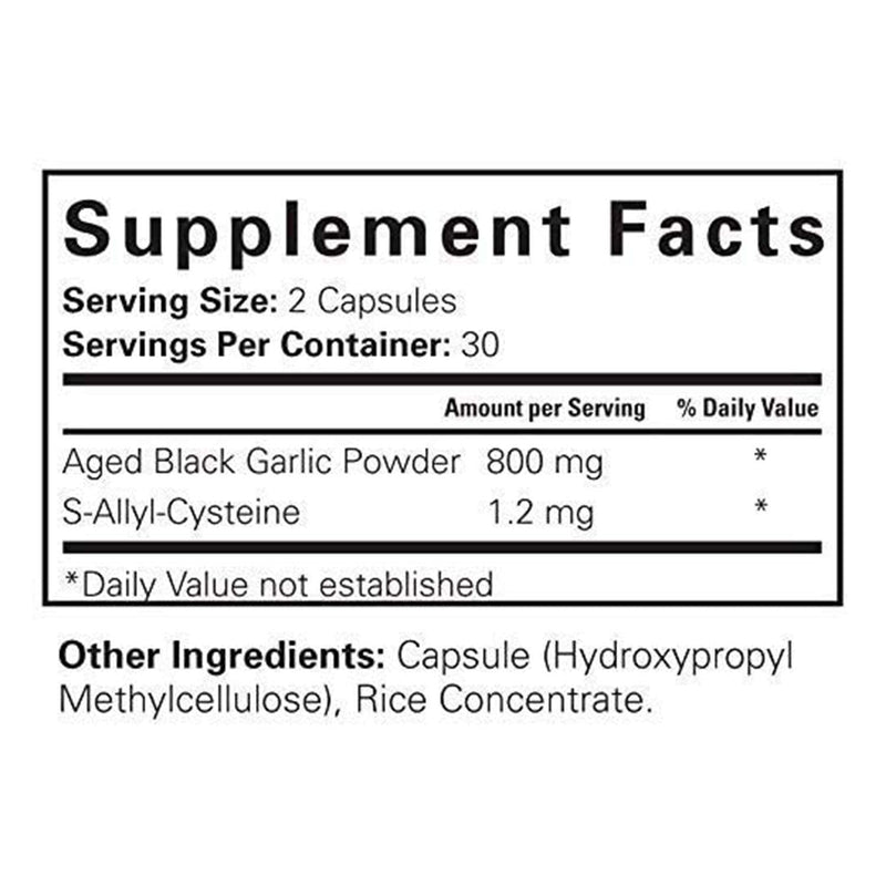 Aged Black Garlic Capsules - Garlic Pills for Cholesterol Support - Less Odor - Potent Antioxidant - 60 Capsules - Allium Sativum Supplement - More Effective Than Allicin - NewNest Australia