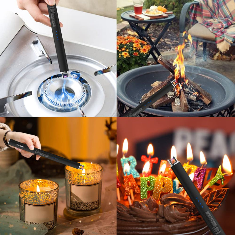 ARECTECH Lighter Electric Lighter Candle Lighter Rechargeable USB Lighter Plasma Arc Lighters for Candle Camping Kitchen Black - NewNest Australia
