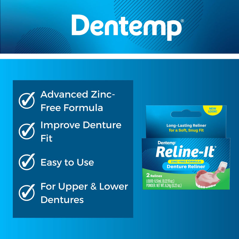 Dentemp Denture Set - Advanced Formula Reline It Denture Reliner (1 piece) - Denture set for retrofitting and tightening dentures, for both upper and lower dentures - NewNest Australia