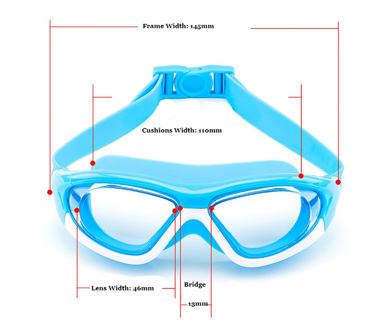 June Sports Swim Goggles for Kids (3-15 Year Old), Waterproof Swimming Google Large Frame UVA/UVB Teens Boys Girls SG28 Light Blue - NewNest Australia