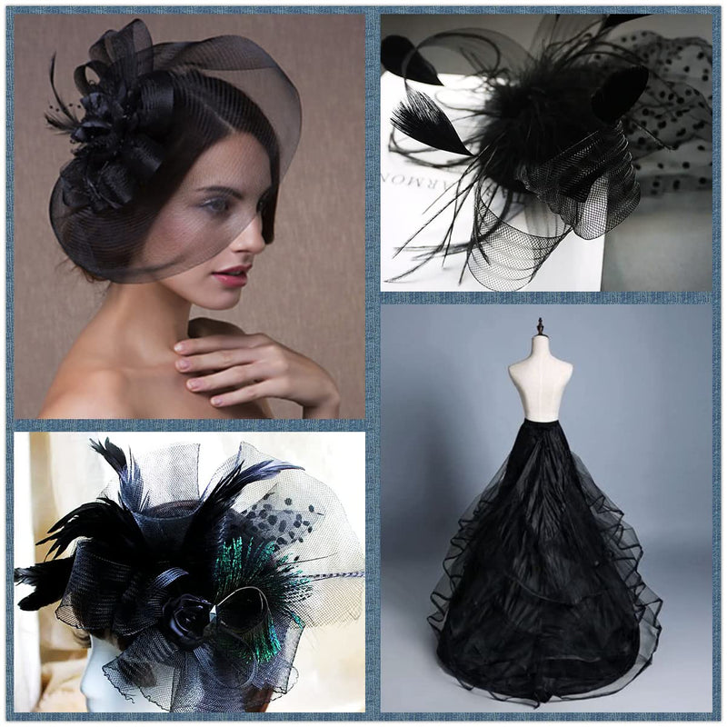 Abbaoww Polyester 1 Inch 50 Yard Stiff Horsehair Braid for Polyester Boning Sewing Wedding Dress Dance Gowns Dress Accessories, Black - NewNest Australia
