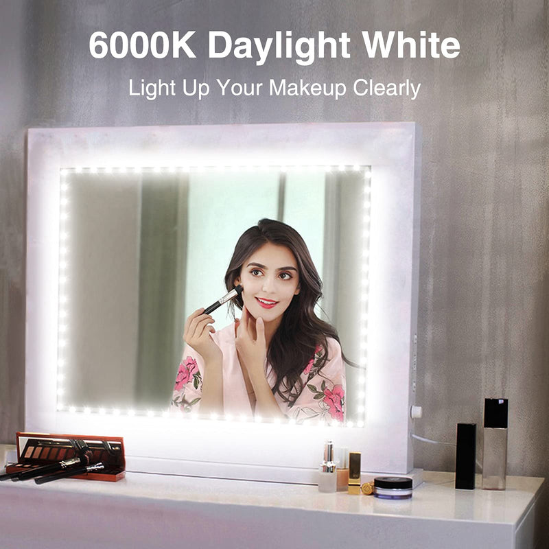 Onforu White LED Strip Lights, 16.4ft Dimmable LED Light Strip, 6000K Bright Daylight White Tape Light, 5M 12V Ribbon Light, 300 LEDs Flexible Vanity Mirror Light for Under Cabinet, Bedroom, Kitchen - NewNest Australia