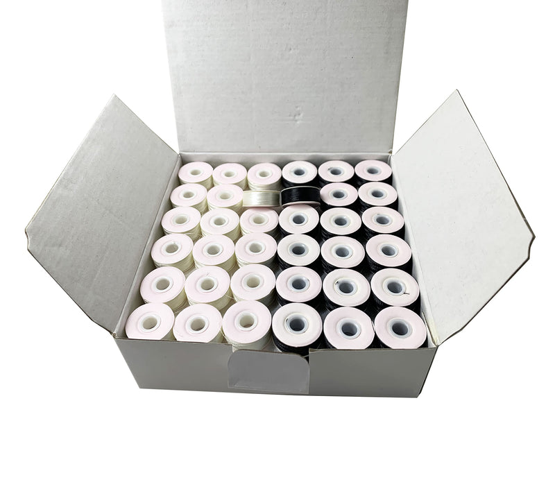 HimaPro 144 Prewound Bobbins for Embroidery Machines Size L (SA155) Cardboard Sided Good for Brother, Babylock, Janome, Bernina, Husqvarna, Pfaff Embroidery Machines Etc (Black & White) - 60 Weight Cardboard Sided Black & White - NewNest Australia