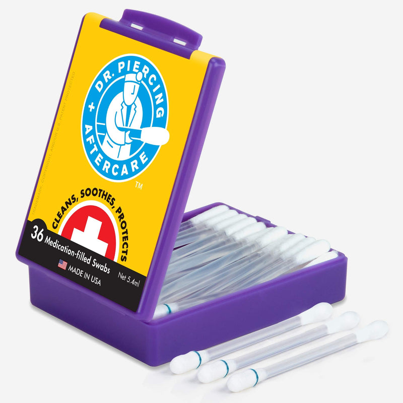 Dr. Piercing Aftercare- 72 Medicated Swabs Treat Ear, Nose, Belly, and Body Piercings - Each Swab Contains Cleaner Treatment to Care For A Peircing - Cleanser to Heal Pierced Ears… (2Pack) 2Pack - NewNest Australia