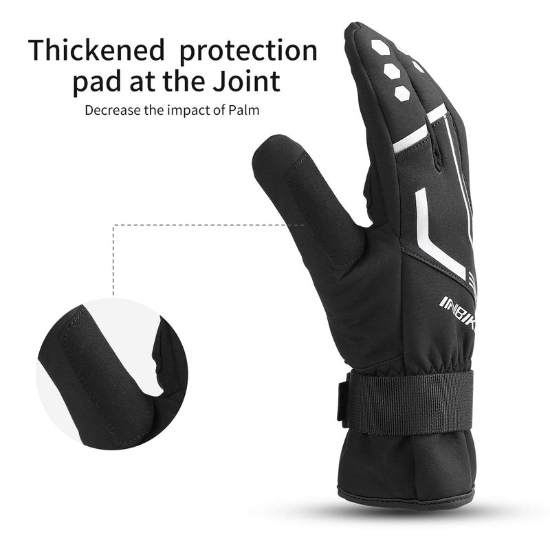 INBIKE Cycling Gloves for Men Winter Windproof Reflective Thermal Gel Pads Touch Screen Windproof-Black Medium Palm Girth 8.5-9" - NewNest Australia
