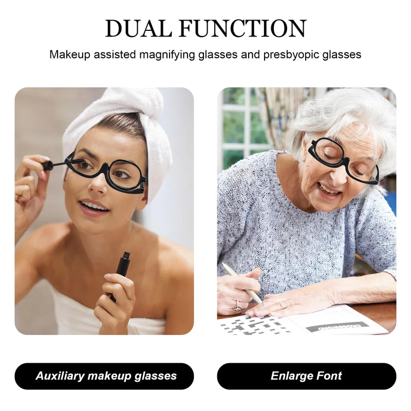 Makeup Glasses Reading Glasses, Magnifying Rotating Single Lens Makeup Glasses, Portable Flip Down Cosmetic Glasses Reading Aid for Women, Makeup Essential Tool Black 1.5 x - NewNest Australia
