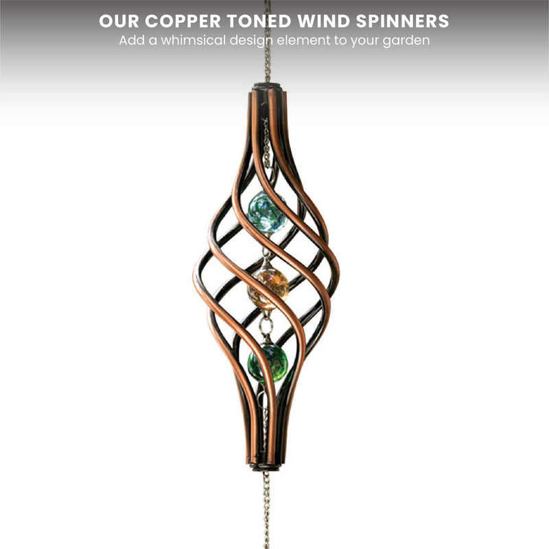 Bits and Pieces - 14" Copper Toned Wind Spinner - Yard Decorations - Weather-Resistant Kinetic Wind Spinner - Garden Decoration - Copper Yard Art COPPER WIND SPINNER - NewNest Australia