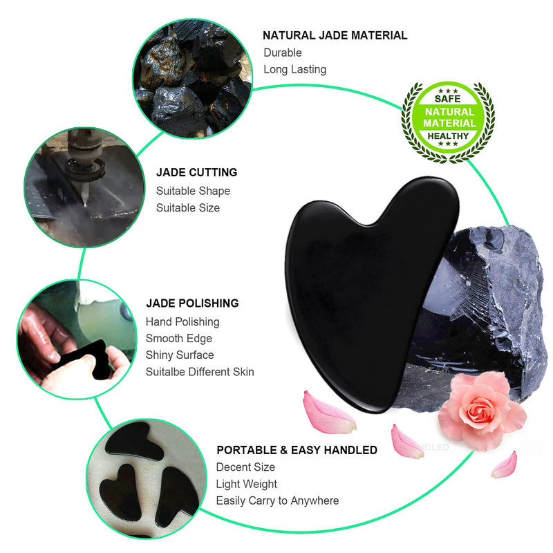 Gua Sha Massage Tool, Black Obsidian Guasha Board for Face & Body, Natural Jade Stone Gua Sha Facial Tool, Face Massager for Traditional Acupuncture Therapy, Daily Anti-aging Health and Skin Care Tool - NewNest Australia