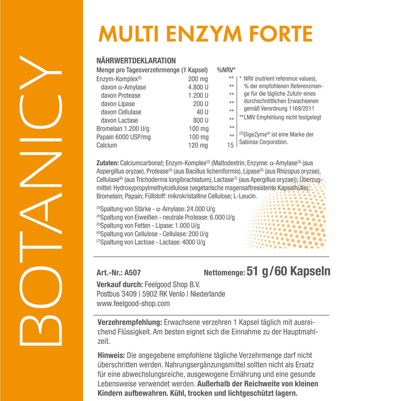 Multi Enzyme Digestive Enzymes For A Better Digestive Forte With Digezyme ‚ Unique Combination And A Strong Immune System ‚ 60 Vegan Capsules (Month Pack) - NewNest Australia