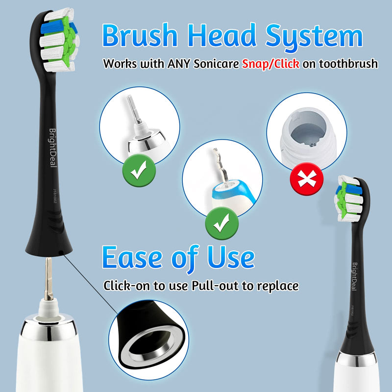 Replacement Toothbrush Heads for Philips Sonicare - Electric Replacement Brush Heads Compatible with Sonicare Protectiveclean, HealthyWhite, FlexCare, EasyClean, 10 Pack Black - NewNest Australia