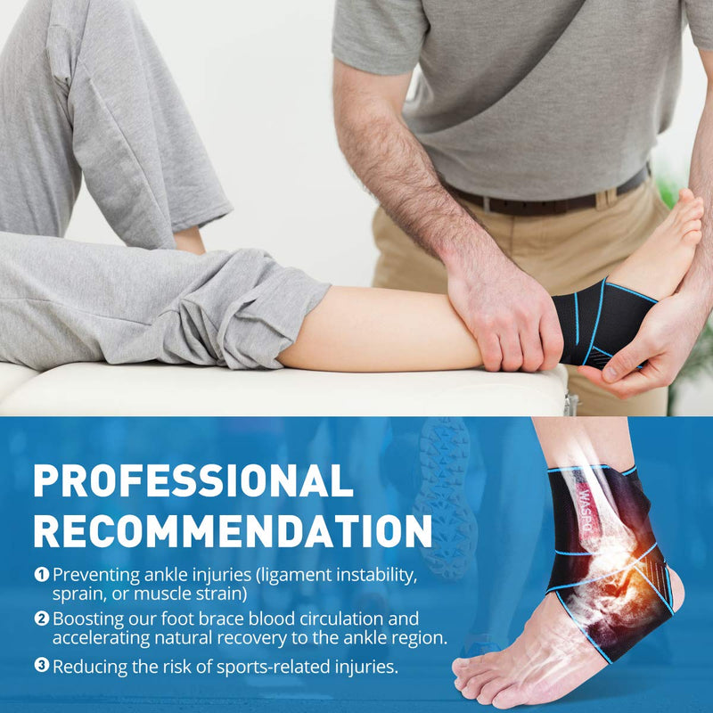 WASPO Ankle Support Brace - Adjustable Ankle Brace Wrap Strap for Sports Protect, Plantar Fasciitis, Achilles tendonitis, Ligament damage, Injury Recovery, One Size for Men Women 1 PC Blue Blue-1PC - NewNest Australia