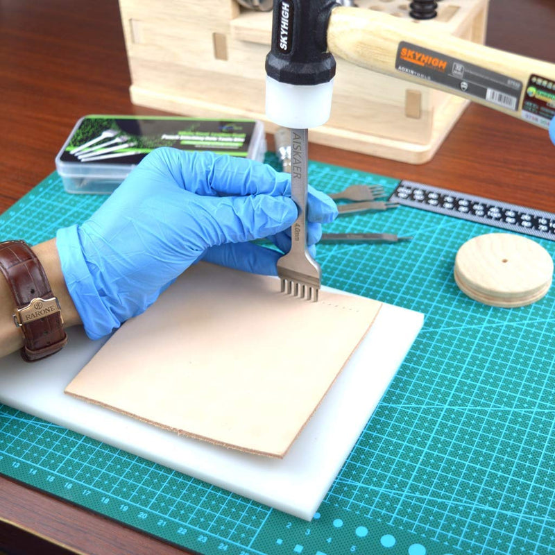Aiskaer White Steel 3mm 1/2/4/6 Prong DIY Diamond Lacing Stitching Chisel Set Leather Craft Kits - NewNest Australia