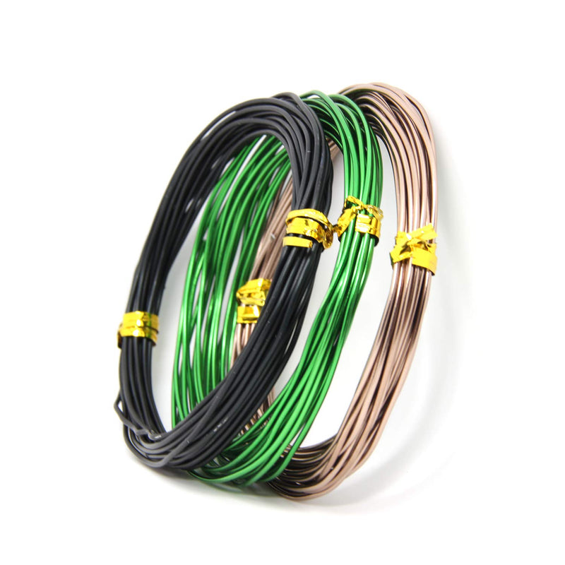 YOURSEE 9 Rolls Bonsai Wires, Anodized Aluminum Bonsai Training Wire with 3 Colors (Black, Brown, Green) and 3 Sizes (1.0 mm, 1.5 mm, 2.0 mm), Total 147 Feet black,green,brown - NewNest Australia
