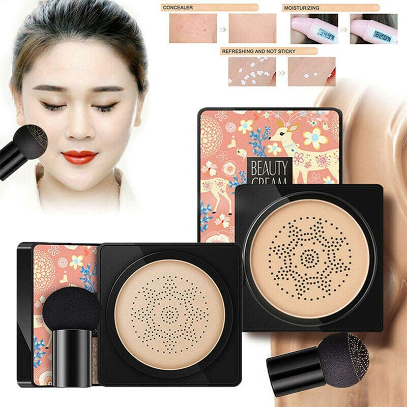 Mushroom Head Air Cushion Foundation CC Cream Water Feeling Flawless BB Cream Moisturizing Oil Control, Lightweight & Smoothing Natural Concealer (Natural) - NewNest Australia