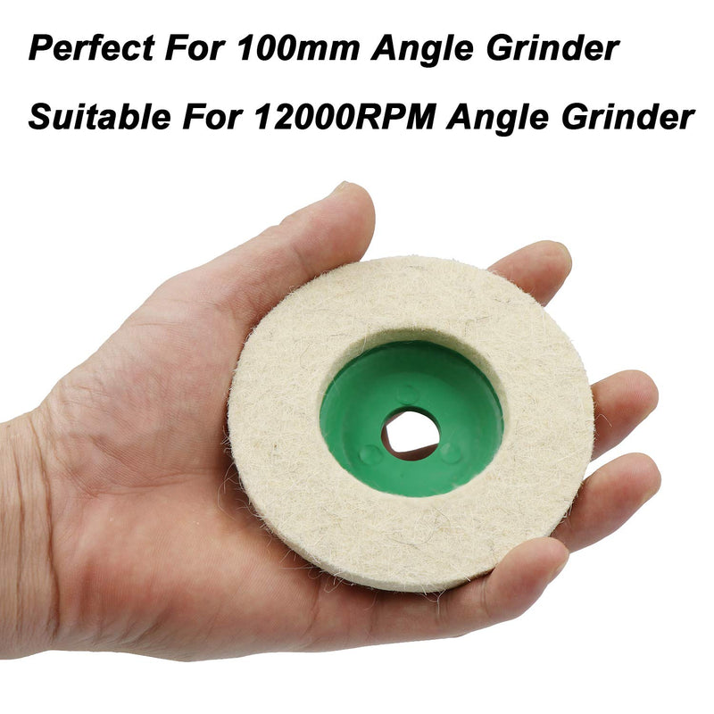 10 Pack 4 Inch Round Wool Felt Disc Wheel Pad, for 100 Angle Grinder, Buffing Polishing Buffer Bore Dia-White & Green 10 pack - NewNest Australia