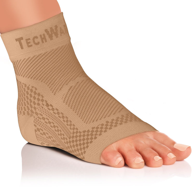 TechWare Pro Ankle Brace Compression Sleeve - Relieves Achilles Tendonitis, Joint Pain. Plantar Fasciitis Sock with Foot Arch Support Reduces Swelling & Heel Spur Pain. Injury Recovery for Sports Beige L / XL (see size chart) - NewNest Australia