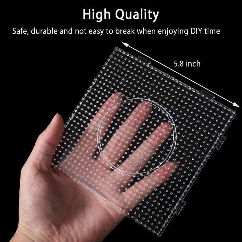 Fuse Bead Boards, 6Pcs 5mm Large Square Clear Plastic Beads Pegboards with 2Pcs Beads Tweezers and 6Pcs Lroning Paper for Kids Craft Beads - NewNest Australia