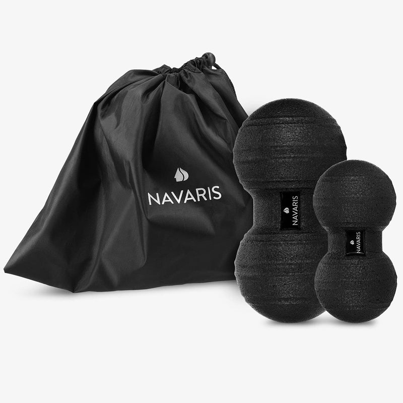 Navaris 2X Peanut Duo Ball - in 2 Sizes Duo Ball Fascia Ball Set - Trigger Point Ball - Fascia Balls - Black - NewNest Australia