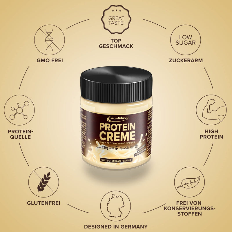 Ironmaxx Protein Cream ‚ 250 G ‚ White Chocolate ‚ Low Carb Bread Spread With Up To 30% Protein ‚ Ideal For Calorie-Conscious And Low-Sugar Diet ‚ Designed In Germany - NewNest Australia