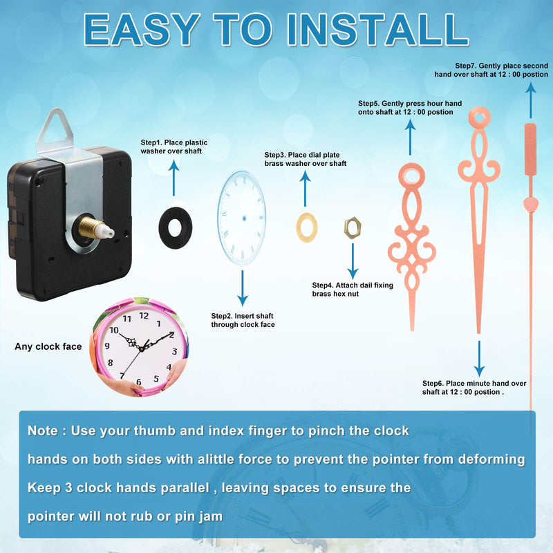 4 Pieces Quartz Clock Movement Mechanism Non Ticking DIY Clock Mechanism with 6 Clock Hands Sets for Repair Parts Replacement (0.5 Inch/ 13 mm, Black, Red, Gold, Rose Gold, White) 0.5 Inch/ 13 mm - NewNest Australia