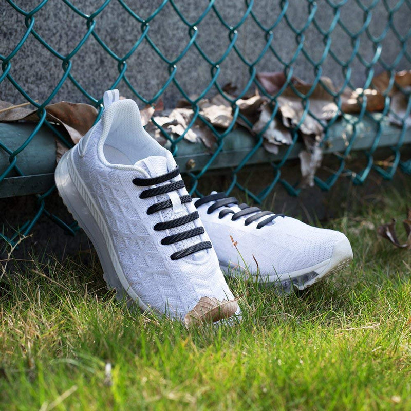 HOMAR No Tie Silicone Shoe Laces Elastic Strech Tiless Rubber Laces with 12 Colors for Kids Adults Trainers Waterproof Flat No Tie Shoelaces for Sneakers Board Shoes Casual Shoes Black - NewNest Australia