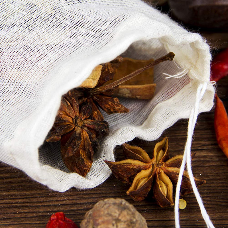 nuoshen 50 Pack Cotton Muslin Drawstring Bags,10 * 8cm 100% Cotton Reusable Mesh Bags Tea Coffee Filter Spices Storage - NewNest Australia