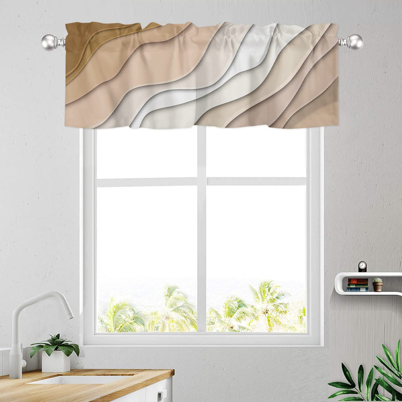 Geometric Curtain Valance for Windows Fabric Brown Modern Geometric Rod Pocket Valance Window Treatments 1 Panel Abstract Beach Short Curtains for Kitchen Windows Bathroom Bedroom 54 x 18 inch Ombre2048 - NewNest Australia