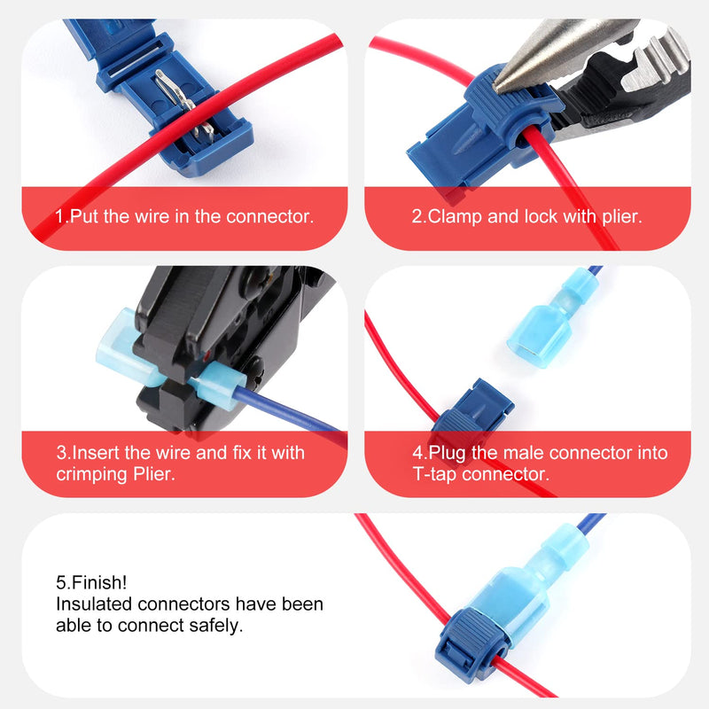 Delgada 240pcs Wire T-Tap Quick Splice Connectors,Electrical Male Quick Disconnect Spade Terminals Assortment kit with Storage Case,Waterproof Insulated Wire Connectors Kit - NewNest Australia