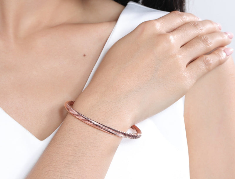 Elegant Magnetic Bracelet Copper Therapy Magnets Bangle for Arthritis Pain for Women Men Gifts for Father's Day (Rose Gold) Rose Gold - NewNest Australia