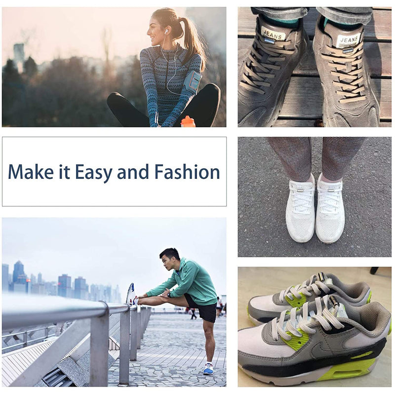 No Tie Elastic Shoelaces,Flat Shoelaces with Metal Buckles, Shoelaces Replacement, Elastic No Tie Shoe Laces for Sneakers Kids/Adults Adjustable Laces, Rubber Tieless Laces Elastic for All Shoes White - NewNest Australia