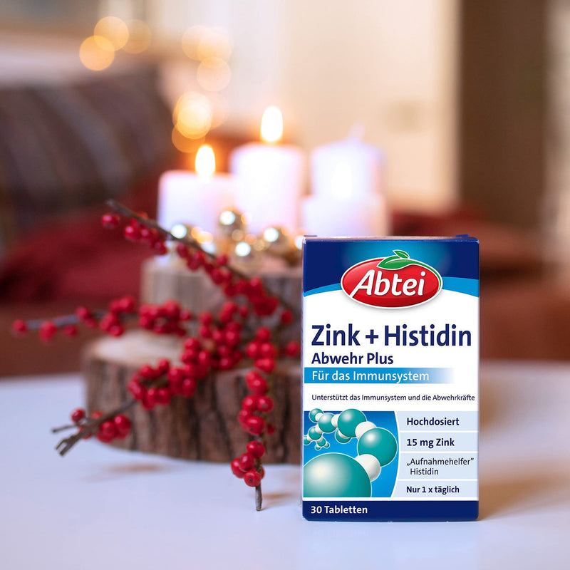 Abtei Zinc + Histidine Defense Plus - High Dose - Nutritional Supplement for the Immune System - with Histidine - 1 x 30 Tablets 30 Pieces (Pack of 1) - NewNest Australia