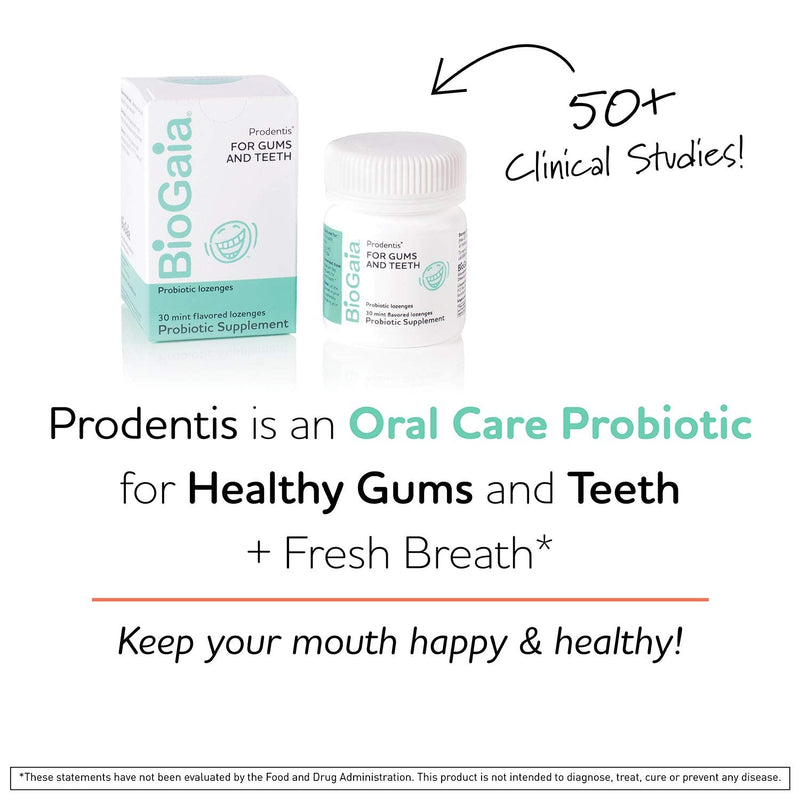 BioGaia Prodentis Mint Lozenges, A Dental Probiotic for Men and Women, Promotes Healthy Teeth and Gums, Fights Bad Breath, Alcohol Free, 30 Lozenges - NewNest Australia