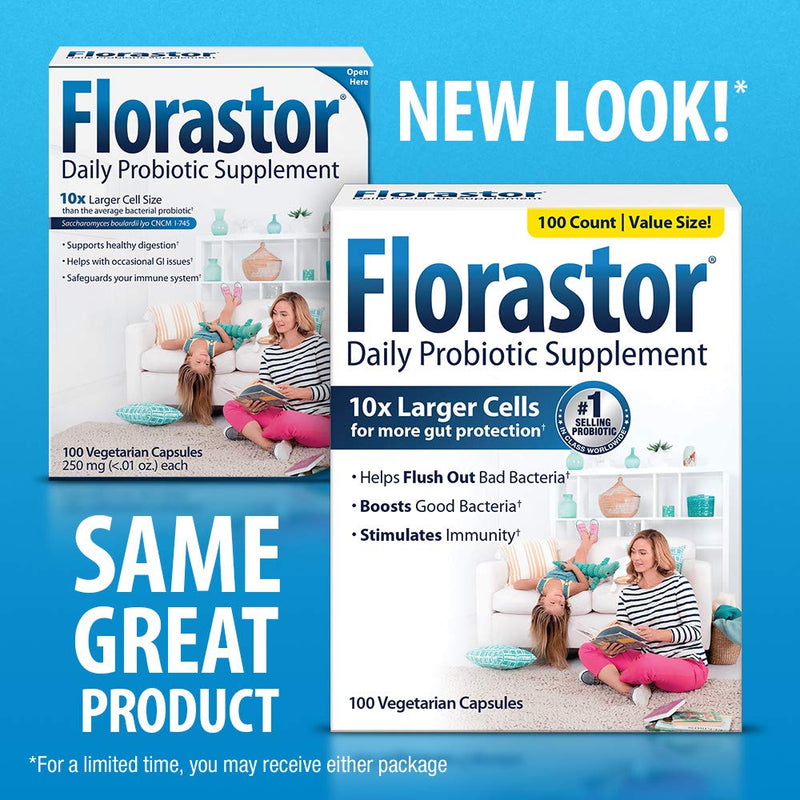 Florastor Daily Probiotic Supplement for Women and Men, Proven to Support Digestive Health, Saccharomyces Boulardii CNCM I-745 (100 Capsules) - NewNest Australia