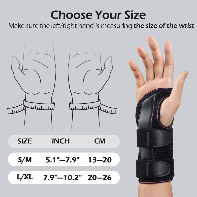 FREETOO Doctor Approved Wrist Support with 3 Stays,Adjustable Day Night Carpal Tunnel Wrist Splint for Men Women,Wrist Support Brace for Arthritis,Tendonitis,Sprained,RSI and Sports Protecting Left(13-20CM) Left-RoseRed - NewNest Australia
