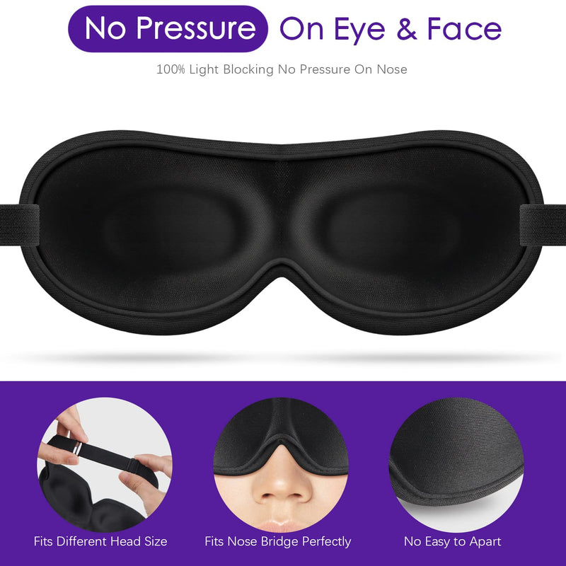 SLIJAR 3D Eye Mask Comfortable and Lightweight Sleep Mask for Side Sleepers Breathable Blackout Sleeping Mask with Adjustable Strap Travel Accessories Essentials - NewNest Australia