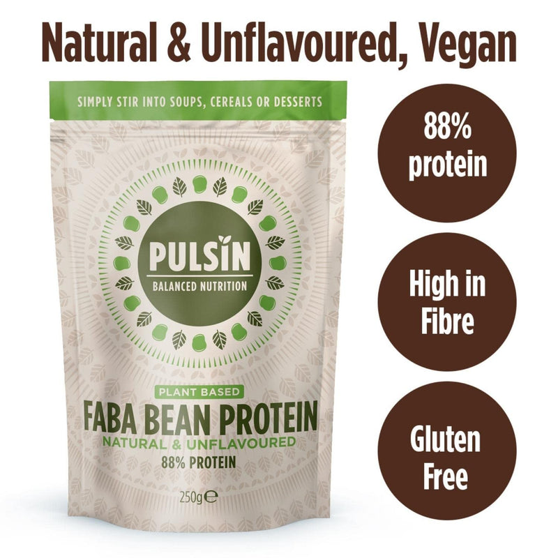 Pulsin - Natural Unflavoured Vegan Faba Bean Protein Powder - 250g - 8.8g Protein, 0.2g Carbs, 42 Kcal Per Serving - Gluten Free, Plant Based, Palm Oil Free & Dairy Free Protein - NewNest Australia