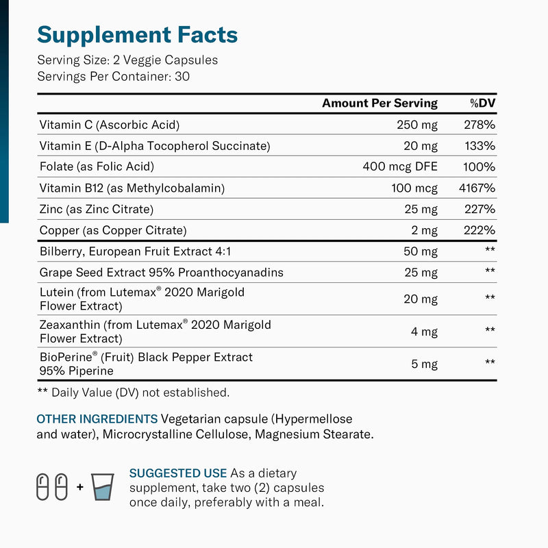 Areds 2 Eye Vitamins (Clinically Proven LuteMax 2020) Lutein, Zeaxanthin & Bilberry Extract, Supports Eye Strain, Dry Eye and Vision Health, 2 Award Winning Eye Ingredients - NewNest Australia