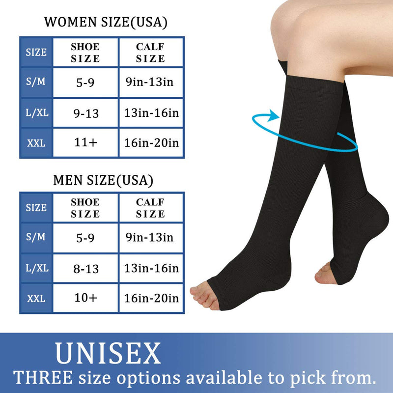 Evolyline 3 Pairs Compression Stockings Women Men Medical Open Toe Stockings Support Socks Compression Socks Graduated Thrombosis Socks For Sports Reduce Leg Pain Varicose Veins - NewNest Australia