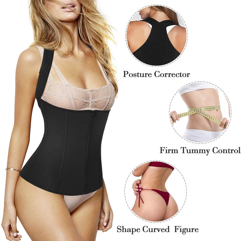 Women Back Braces Posture Corrector Waist Trainer Vest Tummy Control Body Shaper for Spinal Neck Shoulder and Upper Back Supports (S, Black) Small (Pack of 1) - NewNest Australia