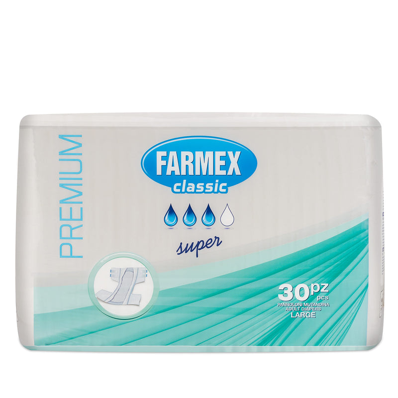 Farmex Incontinence Nappy For Adults, Tnt Super Absorbent Disposable Underwear For Bladder Weakness, Breathable And Hypoallergenic, Skin-Friendly, L, Pack Of 30 - NewNest Australia