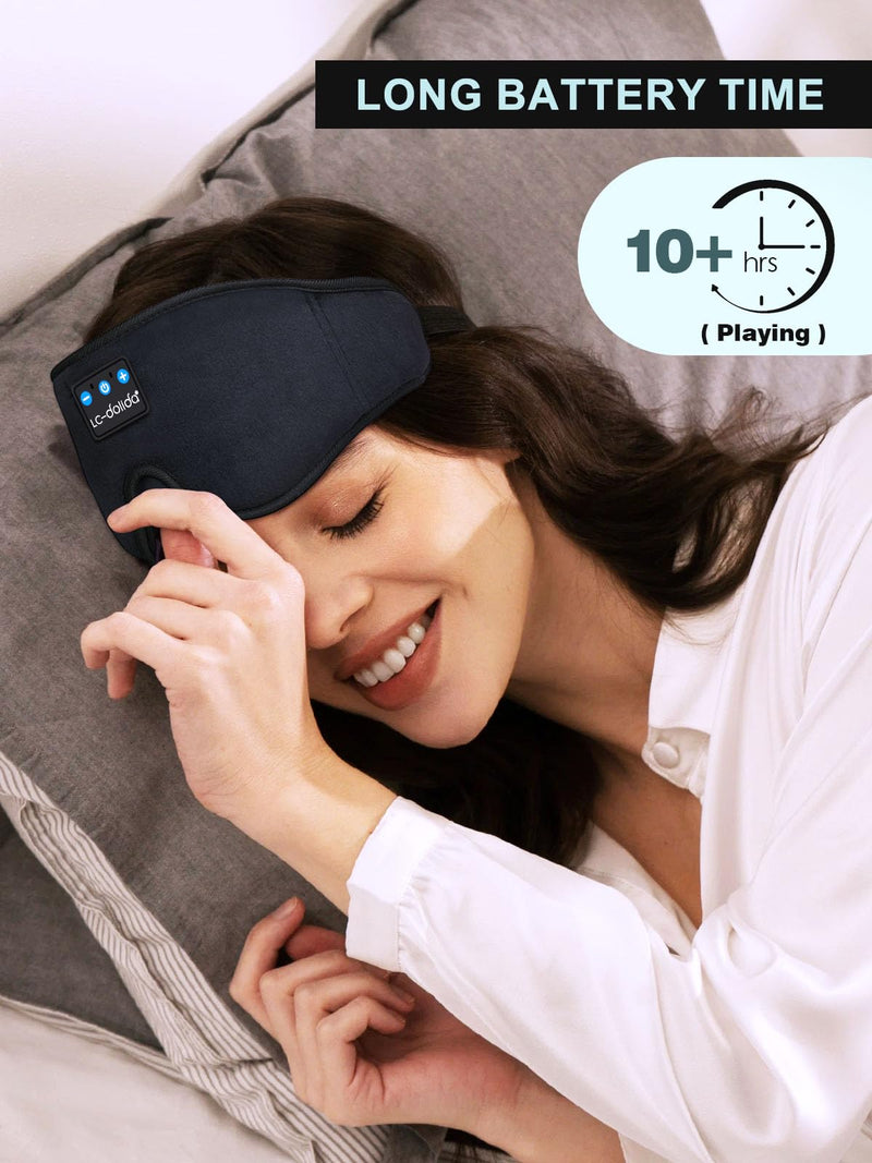 3D Sleep Mask with Sleep Headphones,Blackout Sleeping Eye Mask for Women/Men,Breathable and 0 Pressure Blindfold, Night Dream Mask with Travel Bag for Traveling Napping Rest Black - NewNest Australia