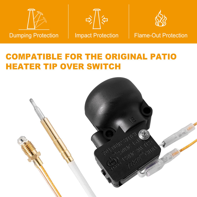 Thermocouple & Tilt Switch for Patio Heater, Thermocouple and Dump Switch Repair Kit for Propane Patio Heater Glass Tube Patio Heater Gas Heater, Thermocouple Replacement for Tower Heater, 1 Pack - NewNest Australia
