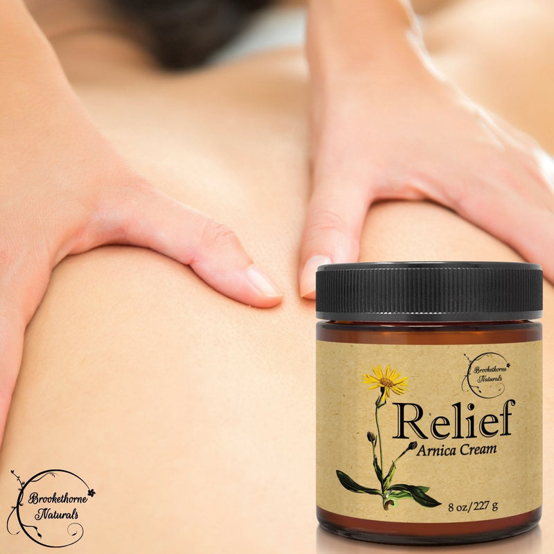 Relief Arnica Cream – Enriched with Lemongrass, Eucalyptus & Rosemary Essential Oils – All Natural Massage Lotion for Sore Muscles & Stiffness. Perfect for Massage Therapy by Brookethorne Naturals - NewNest Australia