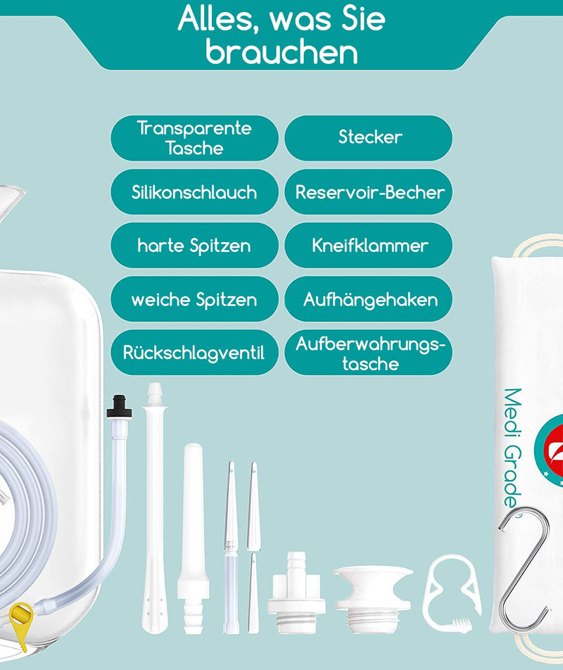 Medi Grade Enema Kit For Intimate Cleaning For Home - 2L Capacity - 14 Pieces - Enema Kit With Reusable, Accessory, Instructions, Portable Bag And More - 100% Transparent - NewNest Australia