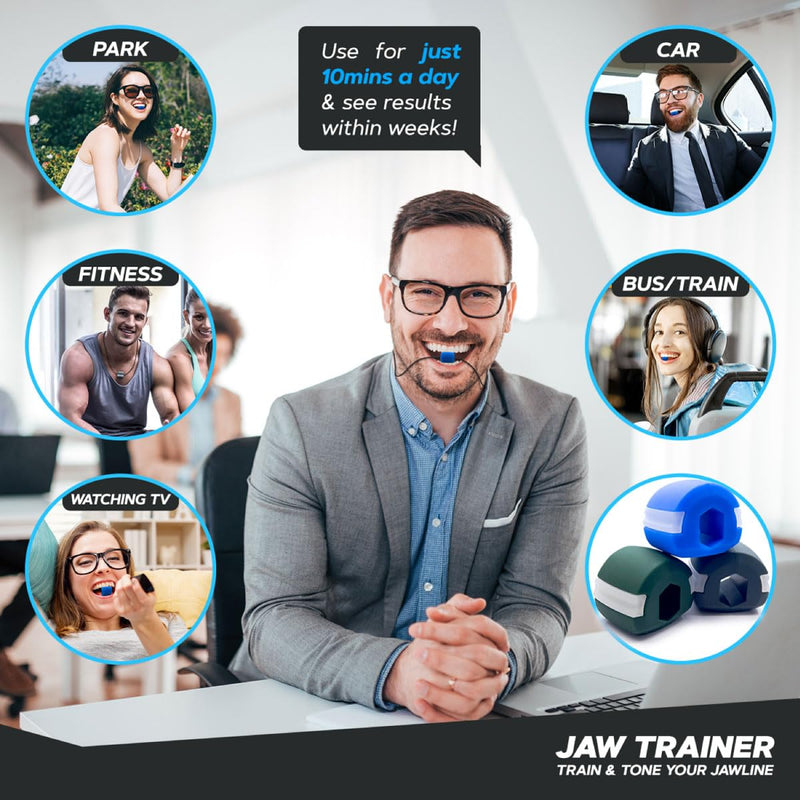 VORSPRUNG® Jaw Exerciser, Trainer for Face Mouth, Jawline Chisel & Enhance - 3 Pack, 3 Levels - Neck Exerciser - Jawline Exerciser Jawzr - Trainer men, Free 6 Biting Strips & 3 Necklaces –(UK) - NewNest Australia